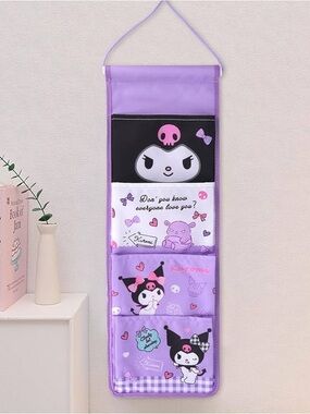 Purple Hanging Pocket Organizer - Cute Character Storage